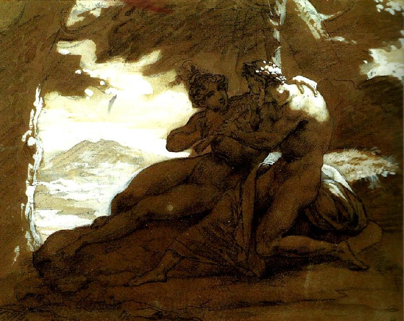 Theodore   Gericault nymphe et satyre Norge oil painting art